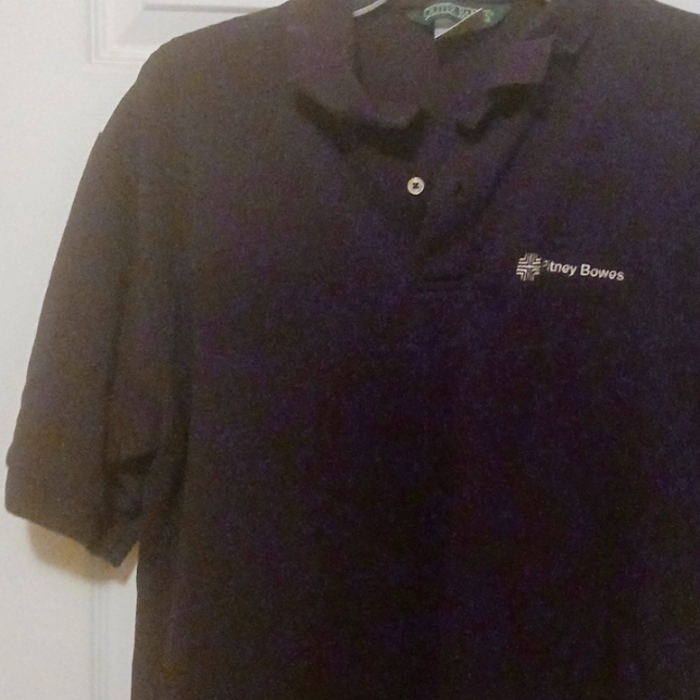 Outer Banks Brand Navy Polo W Pitney Bowes Logo Ss L